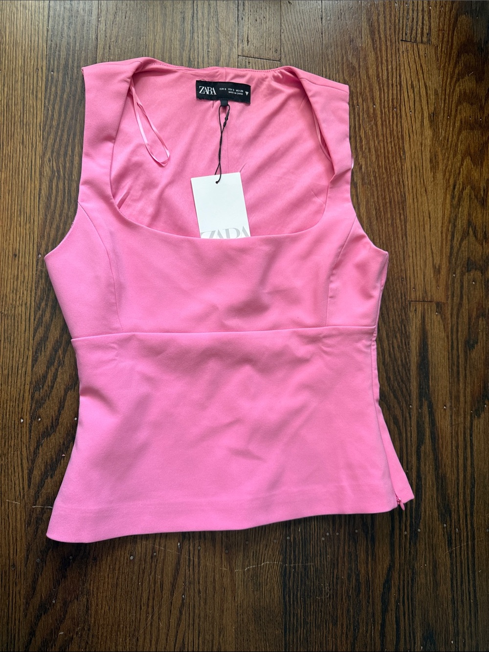 Zara Bright Pink Scoop Neck Tank Top